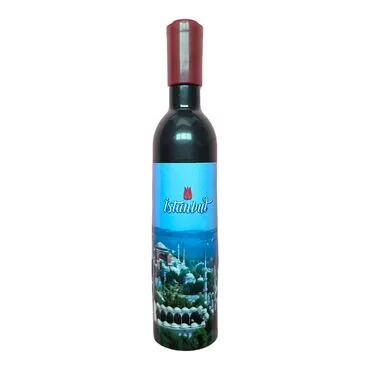 Istanbul Themed Bottle Shaped Metal Wine Bottle Corkscrew Opener-Magnetic 115x25x25 mm - 15