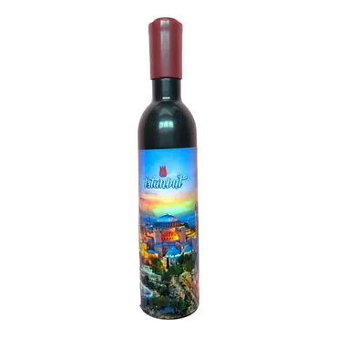 Istanbul Themed Bottle Shaped Metal Wine Bottle Corkscrew Opener-Magnetic 115x25x25 mm - 16
