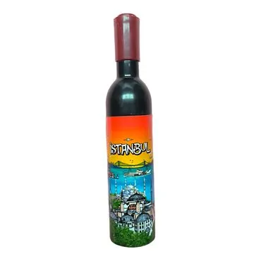 Istanbul Themed Bottle Shaped Metal Wine Bottle Corkscrew Opener-Magnetic 115x25x25 mm - 18