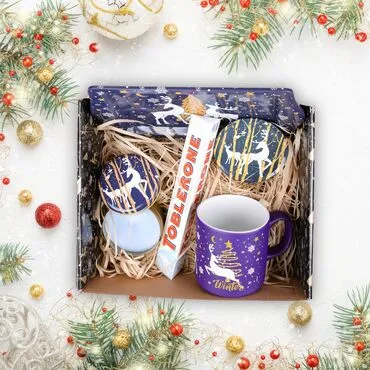 Wholesale Navy Blue Hello Winter Gift Box - Standart - 2
