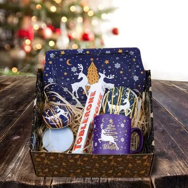 Wholesale Navy Blue Hello Winter Gift Box - Standart - 3