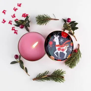 Wholesale Cute Reindeer Metal Box Candle - Standart - 2