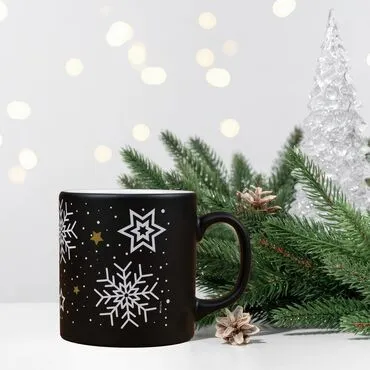 Wholesale Black Star Snowflake Ceramic Mug