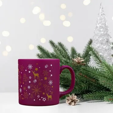 Wholesale Purple Christmas Themed Ceramic Mug