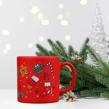 Wholesale Red Snowman New Year Themed Ceramic Mug
