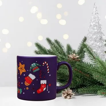Wholesale Blue Snowman Themed New Year Ceramic Mug