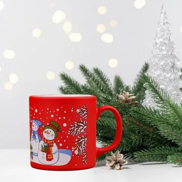Wholesale Red Snowmen Ceramic Mug