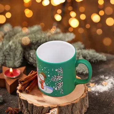Wholesale Green Snowmen Ceramic Mug - Standart - 3
