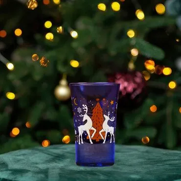 Wholesale Navy Blue Deer Themed Winter Shot Glass
