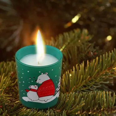 Wholesale Green Polar Bear Glass Jar Candle - Standart - 4