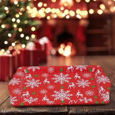 Wholesale Red Reindeer Snowflake Mini Metal Tray - Standart - 2
