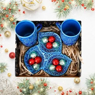 Wholesale New Year Special Ceramic Set Blue - Standart - 2
