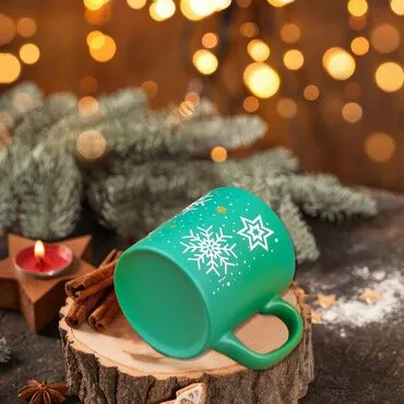 Wholesale Green Star Snowflake Ceramic Mug - Standart - 4
