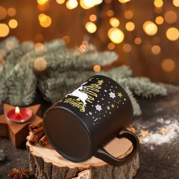 Toptan Siyah Geyikli Winter Seramik Kupa - Standart - 4