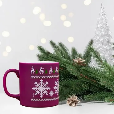 Wholesale Purple Deer Snowflake Ceramic Mug - Standart - 2