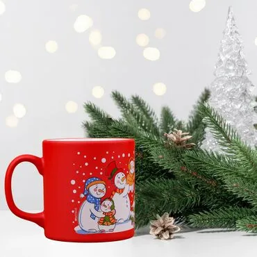 Wholesale Red Snowmen Ceramic Mug - Standart - 2