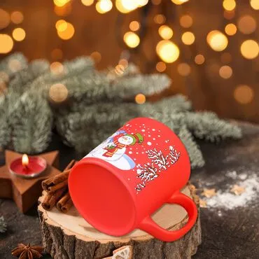Wholesale Red Snowmen Ceramic Mug - Standart - 4