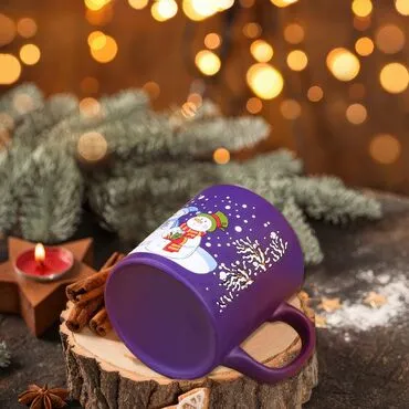 Wholesale Dark Blue Snowmen Ceramic Mug - Standart - 4