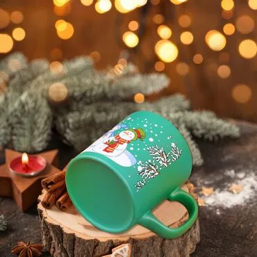 Wholesale Green Snowmen Ceramic Mug - Standart - 4