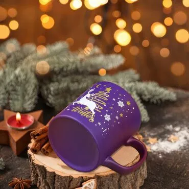 Wholesale Navy Blue Deer Themed Winter Ceramic Mug - Standart - 4