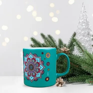 Wholesale Tile Themed Ceramic Colorful Mug - (Kırmızı A) - 3