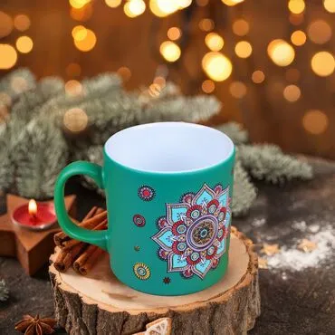 Wholesale Tile Themed Ceramic Colorful Mug - (Kırmızı A) - 4