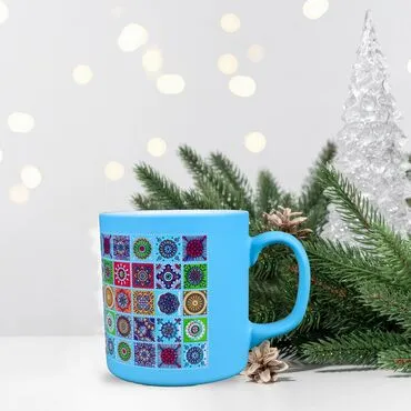 Wholesale Mandala Themed Ceramic Colorful Mug