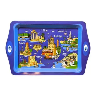 Wholesale Antalya Region Themed Mini Metal Tray (25*16 Cm)
