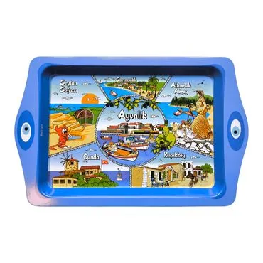 Wholesale Ayvalık Themed Mini Metal Tray (25*16 Cm)