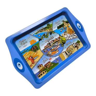 Wholesale Ayvalık Themed Mini Metal Tray (25*16 Cm) - 2