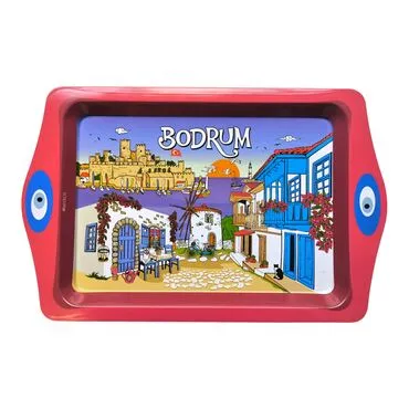 Wholesale Bodrum Themed Mini Metal Tray (25*16 Cm)