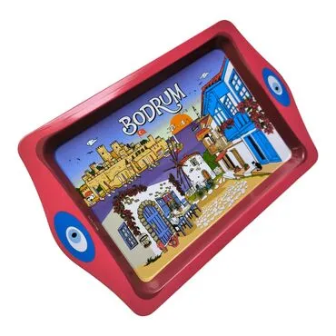 Toptan Bodrum Temalı Mi̇ni̇ Metal Tepsi̇ (25*16 Cm) - 2
