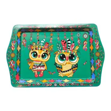 Wholesale Owl Themed Mini Metal Tray (25*16 Cm)