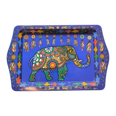 Wholesale Elephant Themed Mini Metal Tray (25*16 Cm)