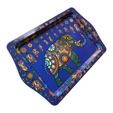 Wholesale Elephant Themed Mini Metal Tray (25*16 Cm) - Standart - 2