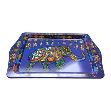Wholesale Elephant Themed Mini Metal Tray (25*16 Cm) - Standart - 3