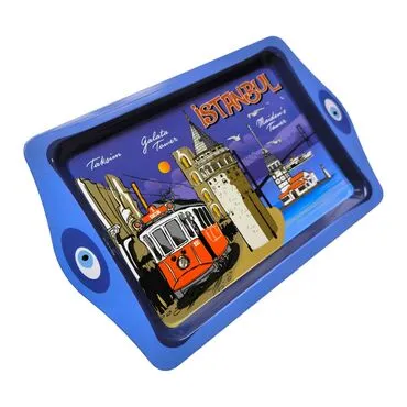 Toptan İstanbul Temalı Mi̇ni̇ Metal Tepsi̇ (25*16 Cm) - Standart - 2