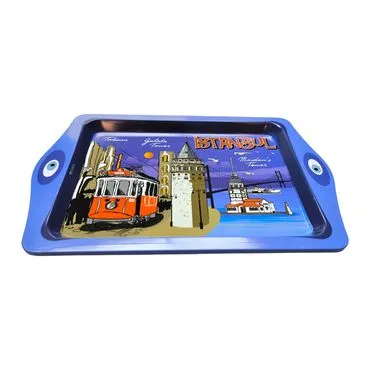 Toptan İstanbul Temalı Mi̇ni̇ Metal Tepsi̇ (25*16 Cm) - Standart - 3