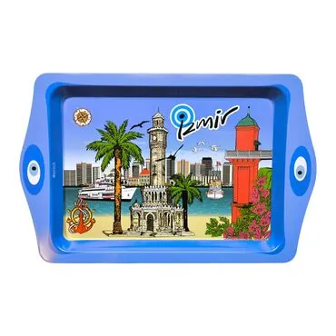 Wholesale Izmir Themed Mini Metal Tray (25*16 Cm) - Standart