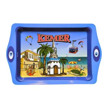 Toptan Kemer Temalı Mi̇ni̇ Metal Tepsi̇ (25*16 Cm)