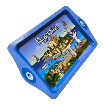 Wholesale Kusadasi Themed Mini Metal Tray (25*16 Cm) - 2