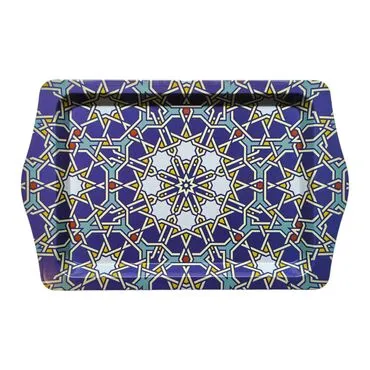 Toptan Mandala Temalı Mi̇ni̇ Metal Tepsi̇ (25*16 Cm)