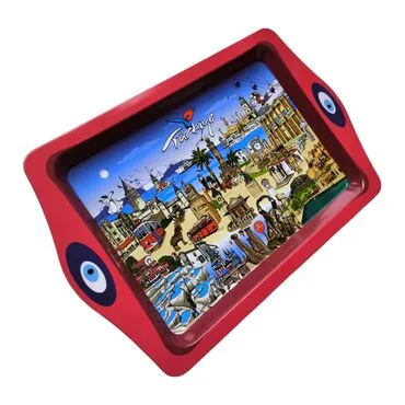 Toptan Türkiye Temalı Mi̇ni̇ Metal Tepsi̇ (25*16 Cm) - 6
