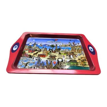 Toptan Türkiye Temalı Mi̇ni̇ Metal Tepsi̇ (25*16 Cm) - 11