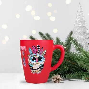 Wholesale Owl Themed Oval Glass Mug 27 Cl