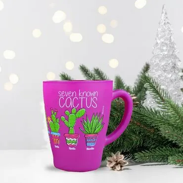 Wholesale Cactus Themed Oval Glass Mug 27 Cl