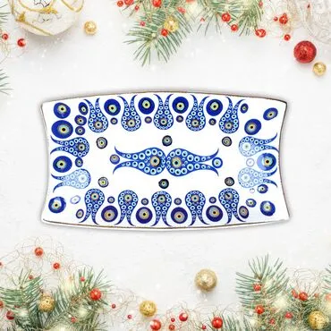 Wholesale Gold Series Chinese Chinese Evil Eye Pattern Hyalalic Kayik Plate
