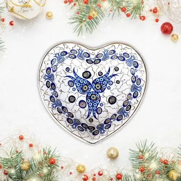 Toptan Altin Seri̇si̇ Çi̇ni̇ Nazar Desen Love Kayik Tabak
