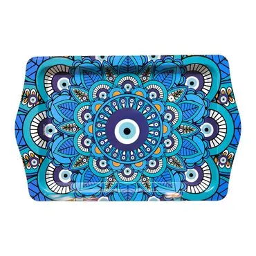 Wholesale Evil Eye Themed Mini Metal Tray (25*16 Cm) - 2