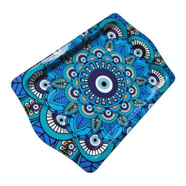 Wholesale Evil Eye Themed Mini Metal Tray (25*16 Cm) - 7